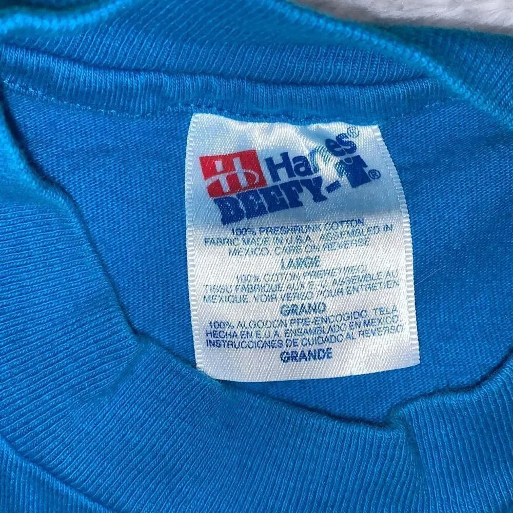 Vintage Hanes Beefy-T Blue Graphic‎ Jamaica Single Stitch T-Shirt Large